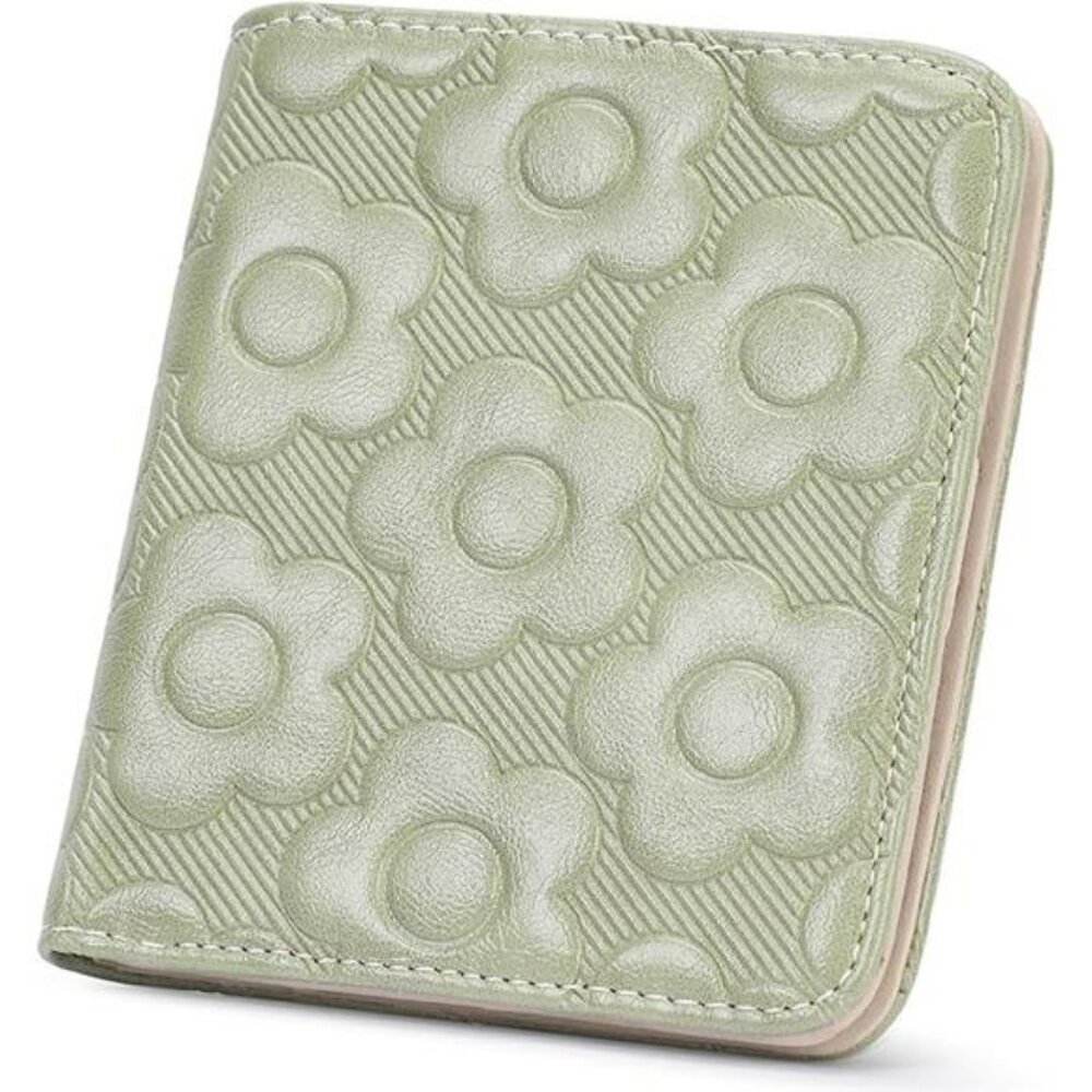RFID blocking small wallet for women slim bifold card holder embossed leather - Picture 7 of 7
